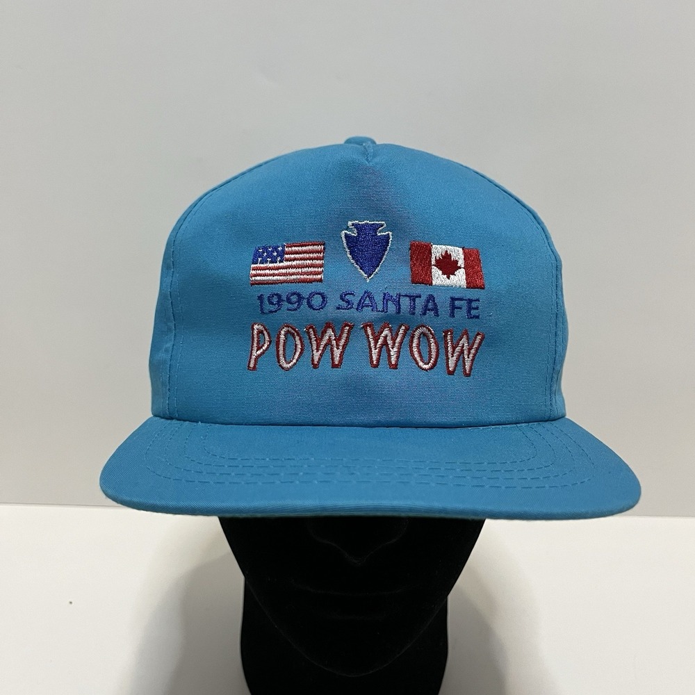 Vintage 1990‎ Santa Fe Pow Wow Hat Yupoong Made in Korea Blue Snapback